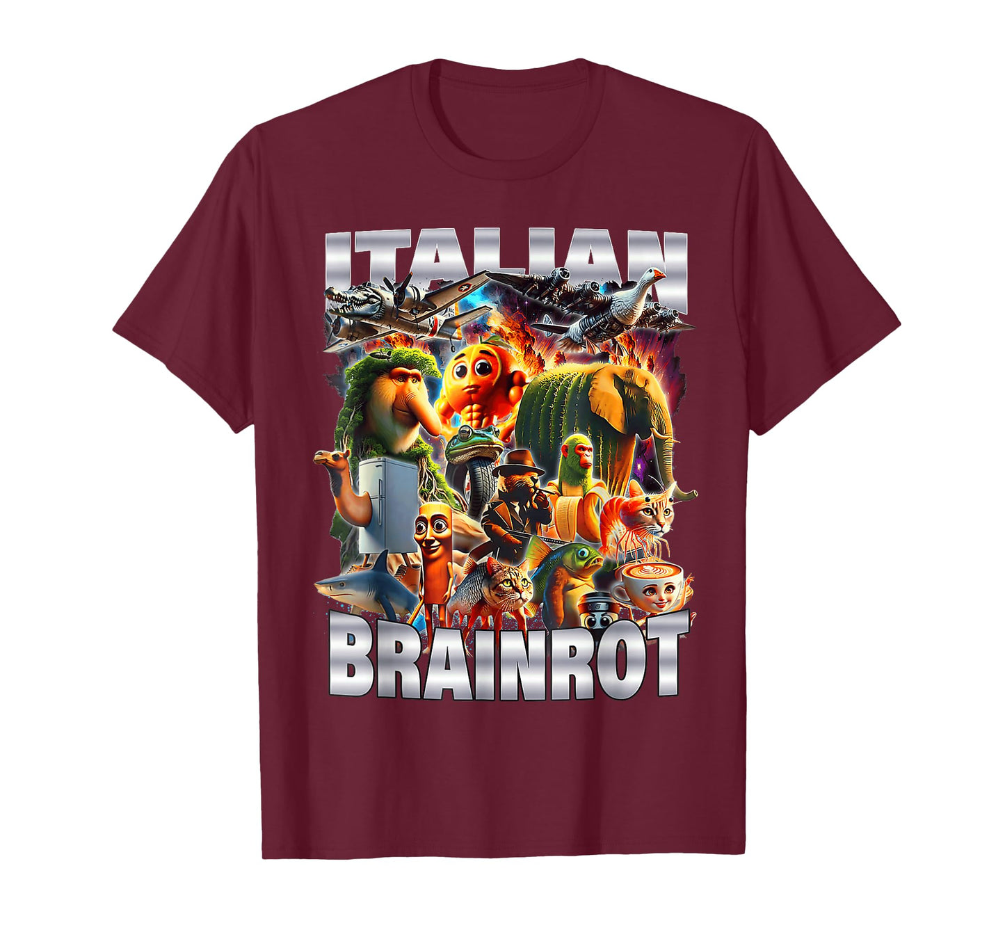Types of Italian Brainrot Meme Character Hand Drawn for Kids T-Shirt