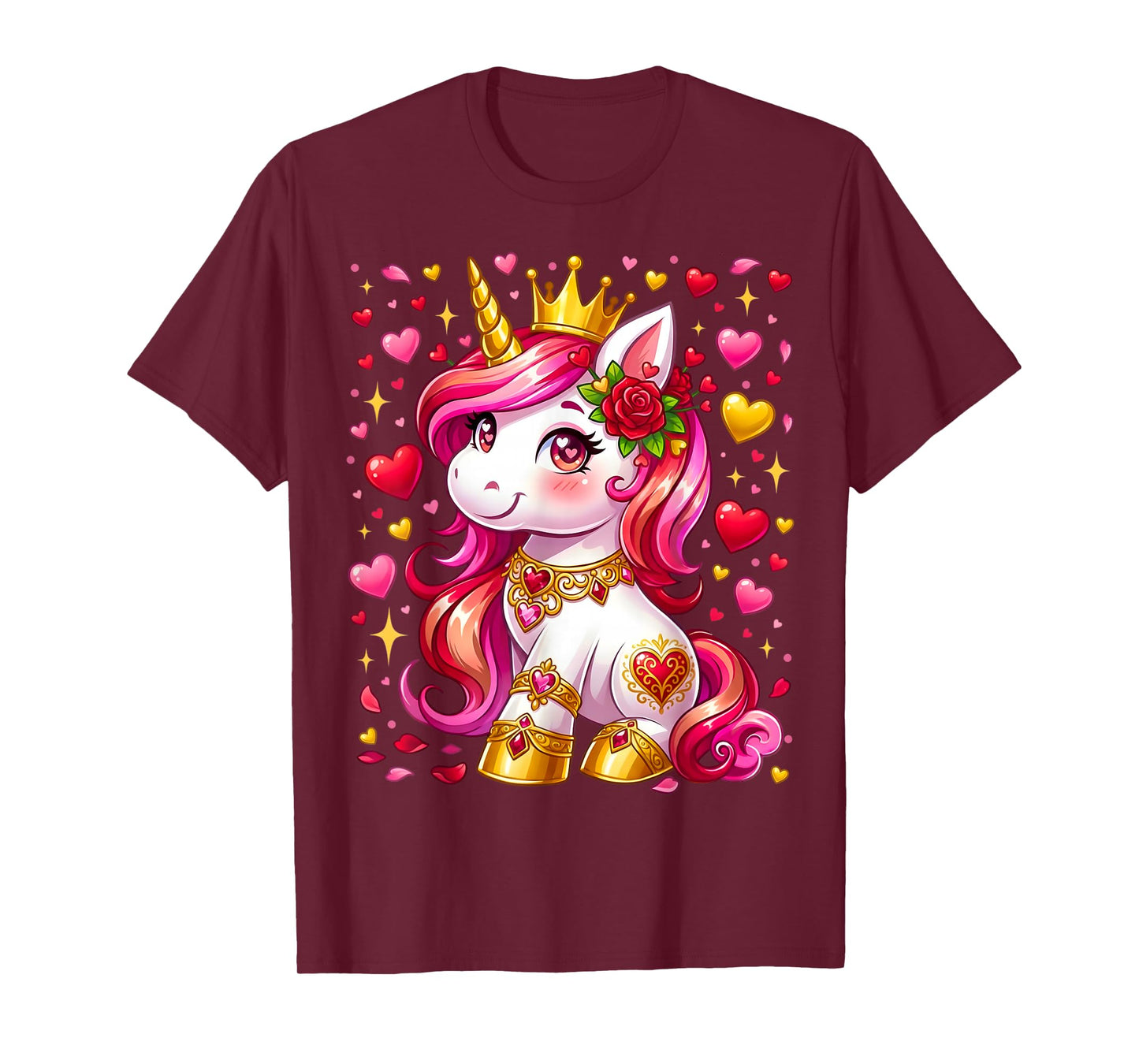 Cute Unicorn Heart Valentines Day Girls Kids Valentine T-Shirt