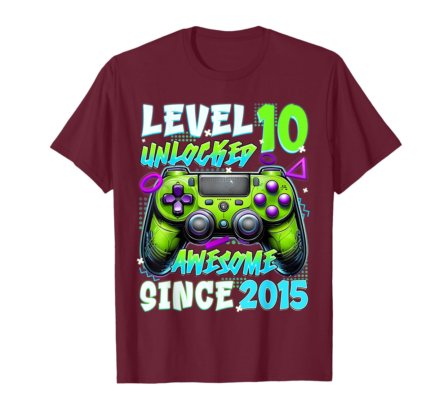 10th Birthday Game Level 10 Unlocked Awesome Since 2015 T-Shirt