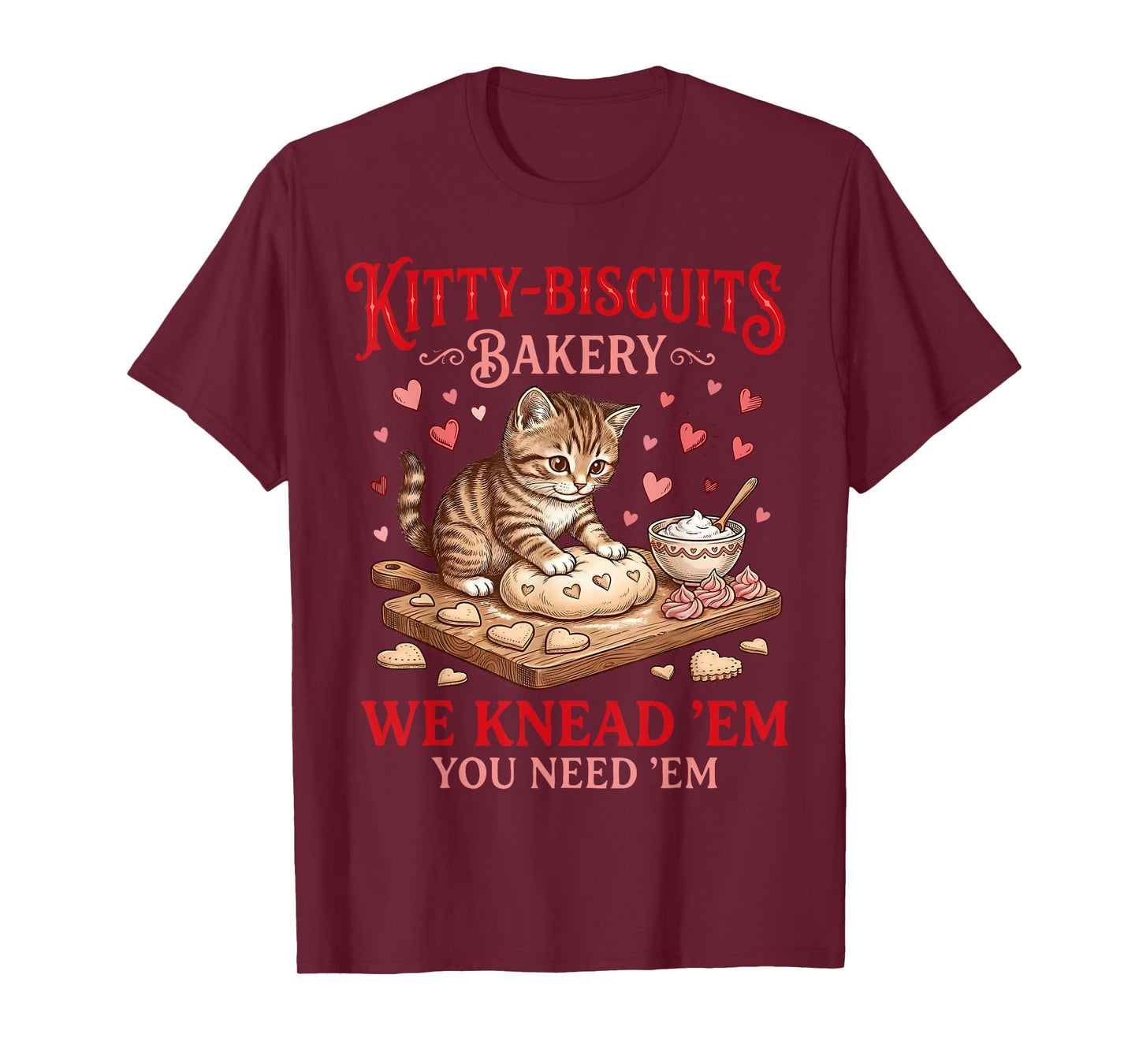 Valentines Cat Kitty Biscuits Bakery Kitten Baking Cookies T-Shirt