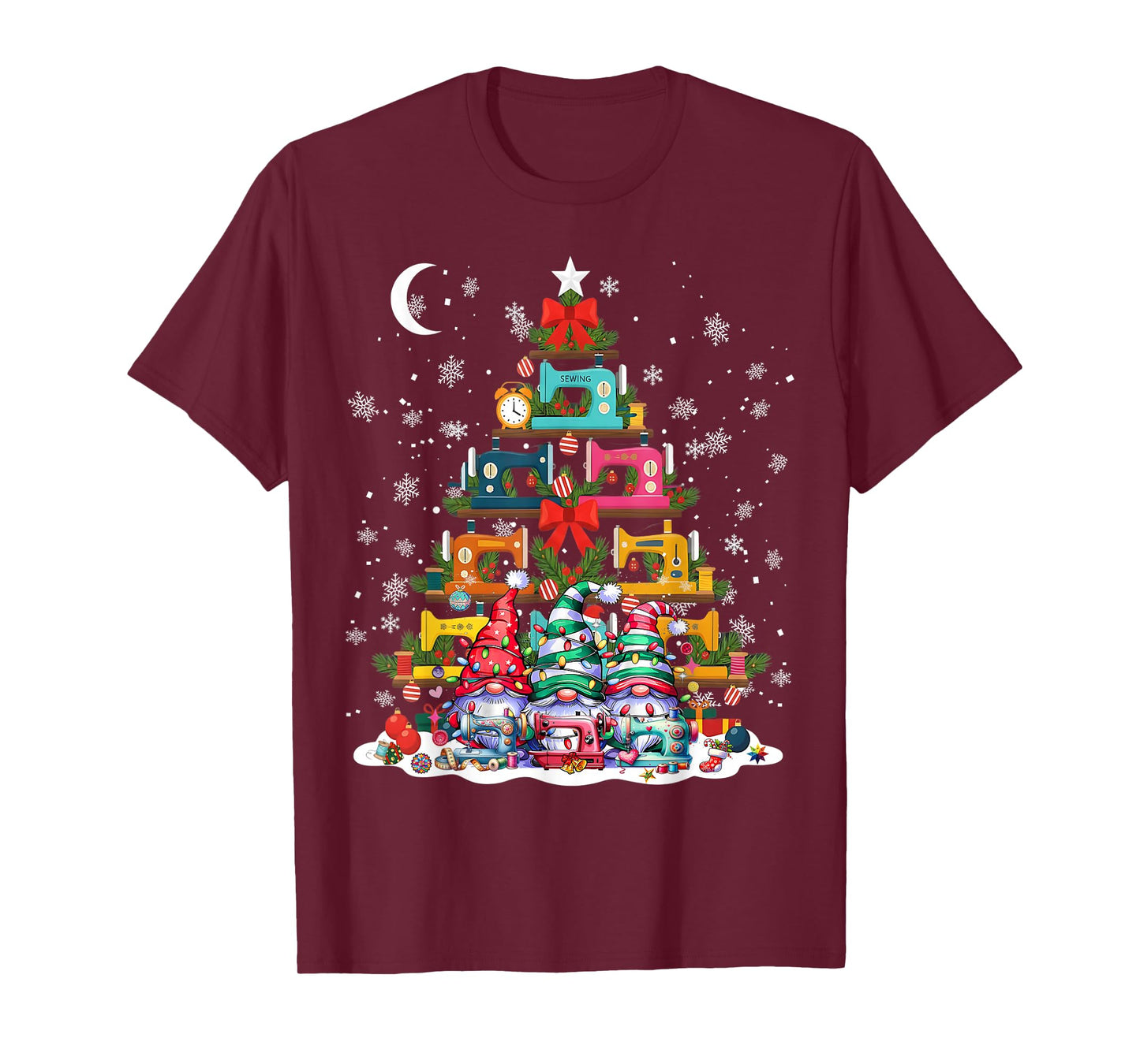 Cute Sewing Quilting Sewing Machine Christmas Tree Christmas T-Shirt