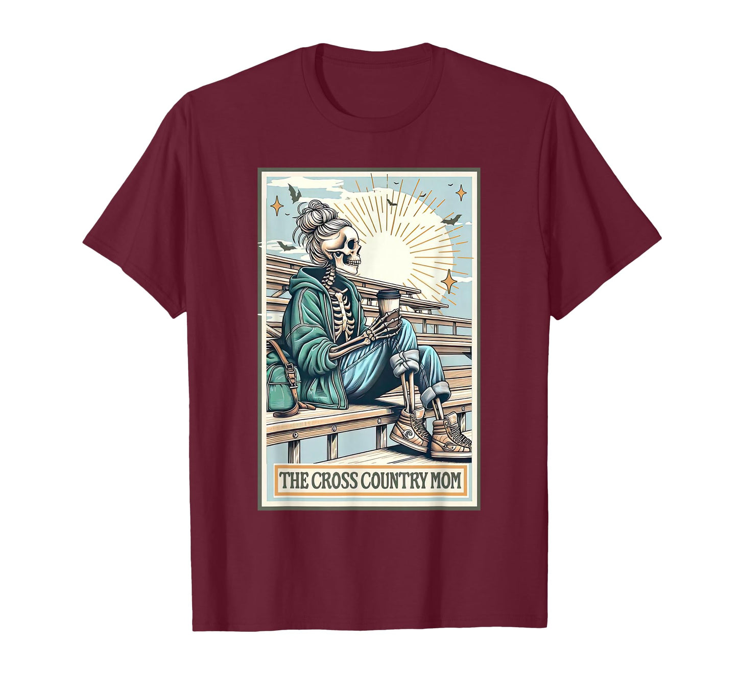 The Cross Country Mom Skeleton Tarot Card Track Mom Running T-Shirt