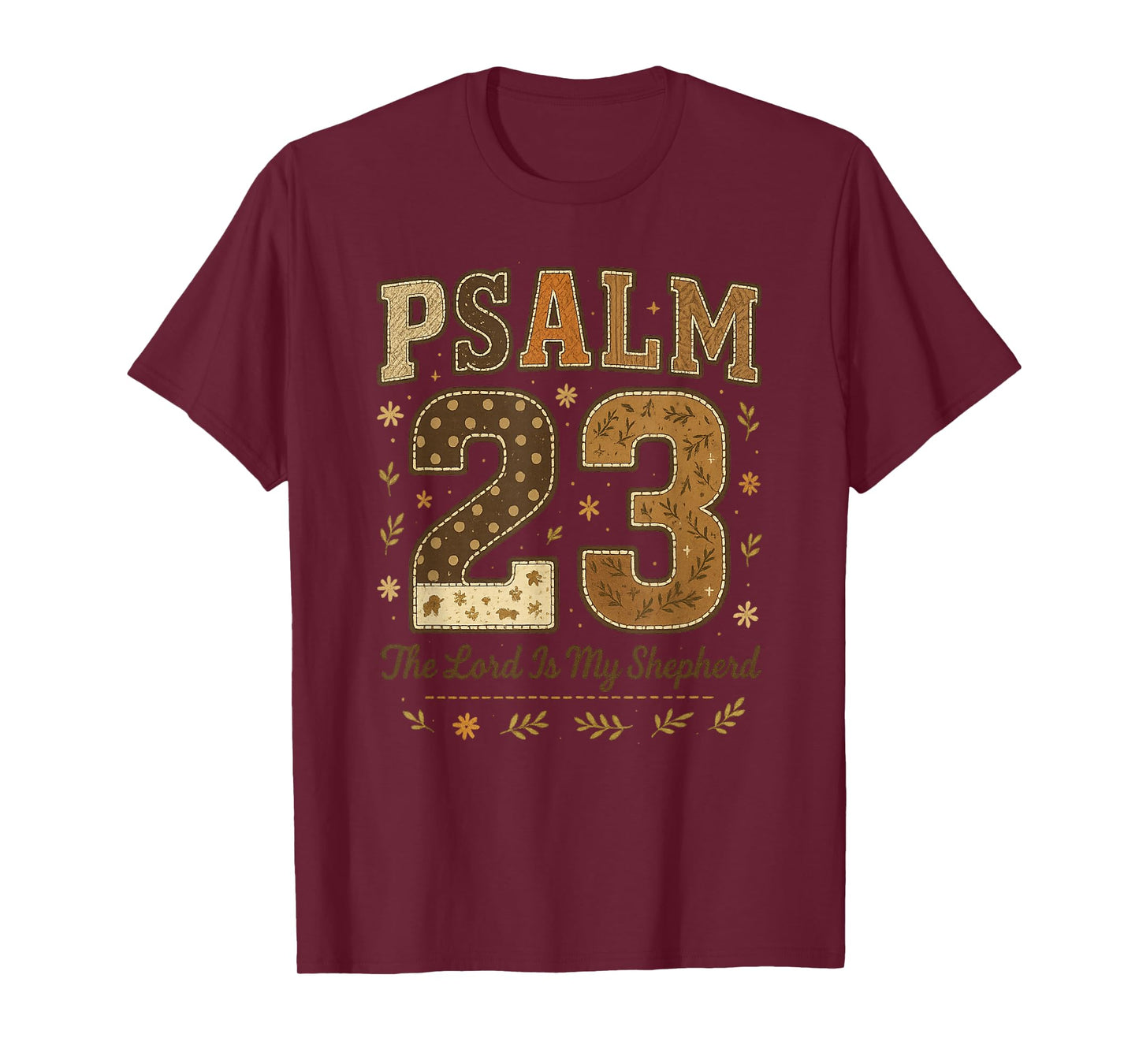 Psalm 23 The Lord is My Shepherd Stitched Patchwork Christia T-Shirt