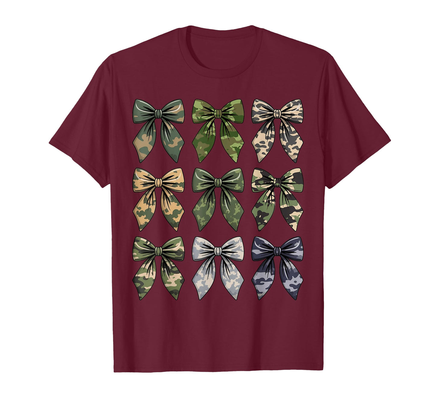 Camouflage Bow Women Girls Teens Coquette Bow Camo Hunting T-Shirt