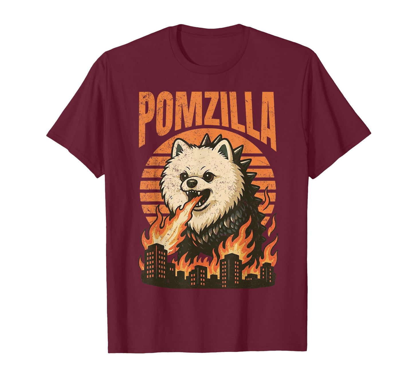 Pomzilla Pomeranian Vintage Monster Pom Dog Lover Funny T-Shirt