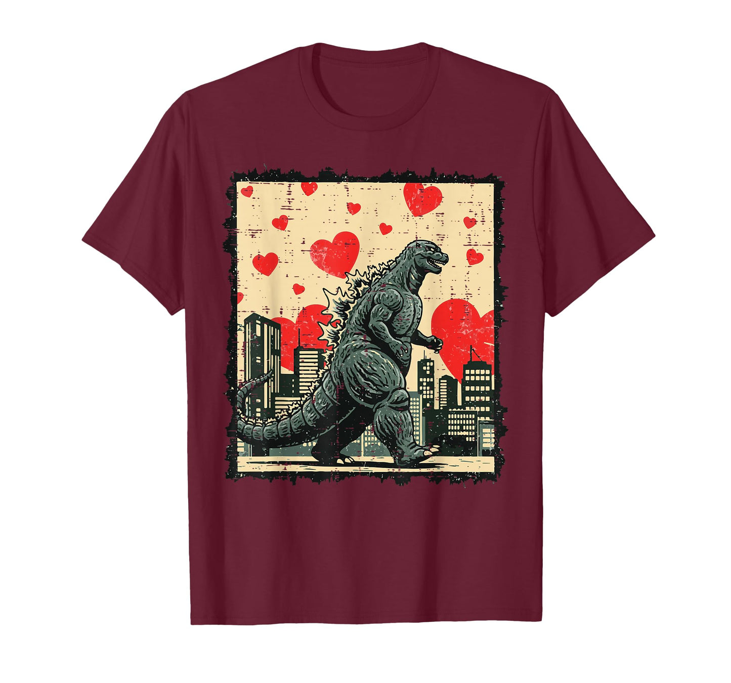 Valentines Day Japanese Monster Hearts Kaiju Men Women Kids T-Shirt