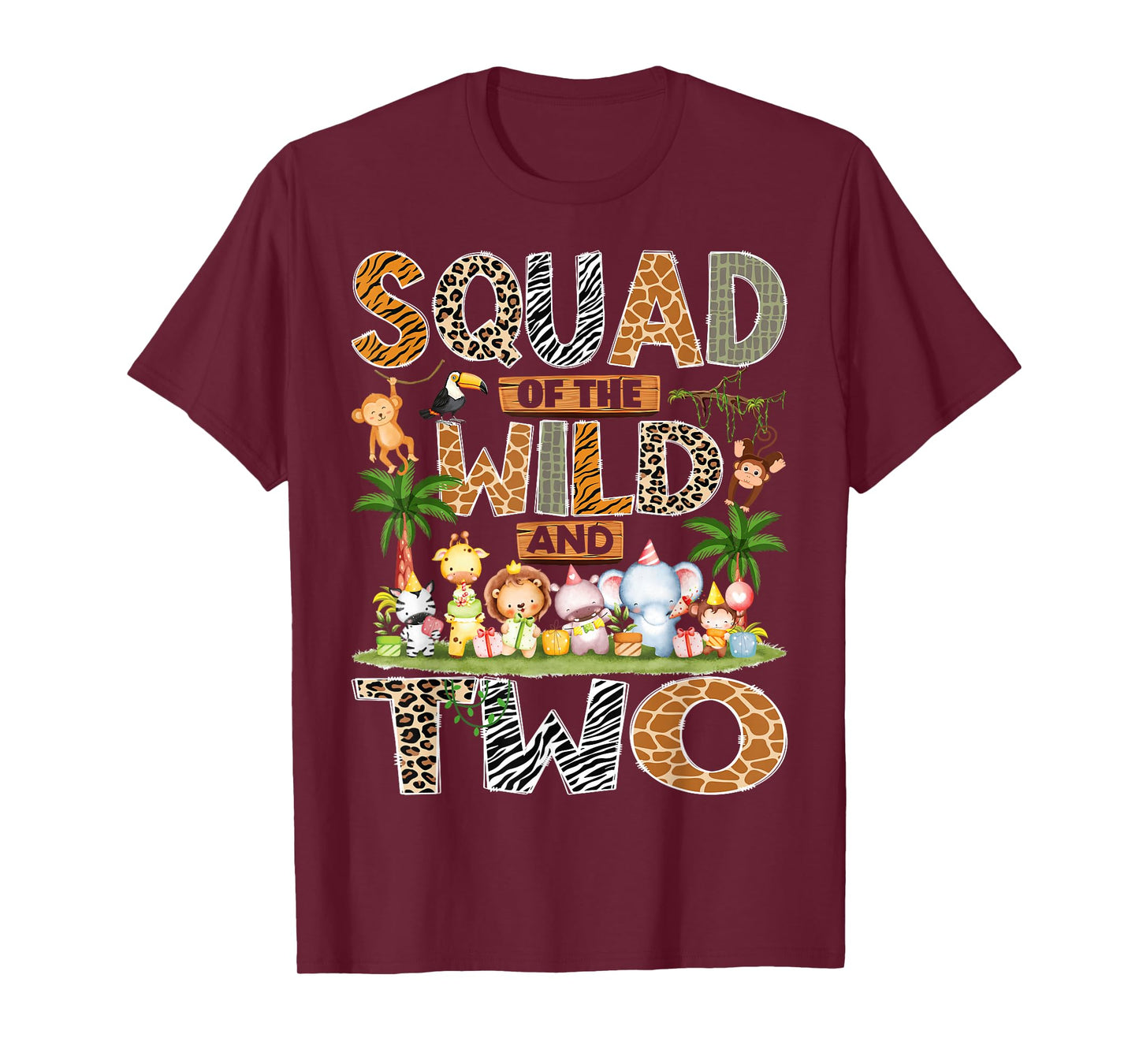 Squad of The Wild & Two 2nd Birthday Boy Safari Jungle T-Shirt