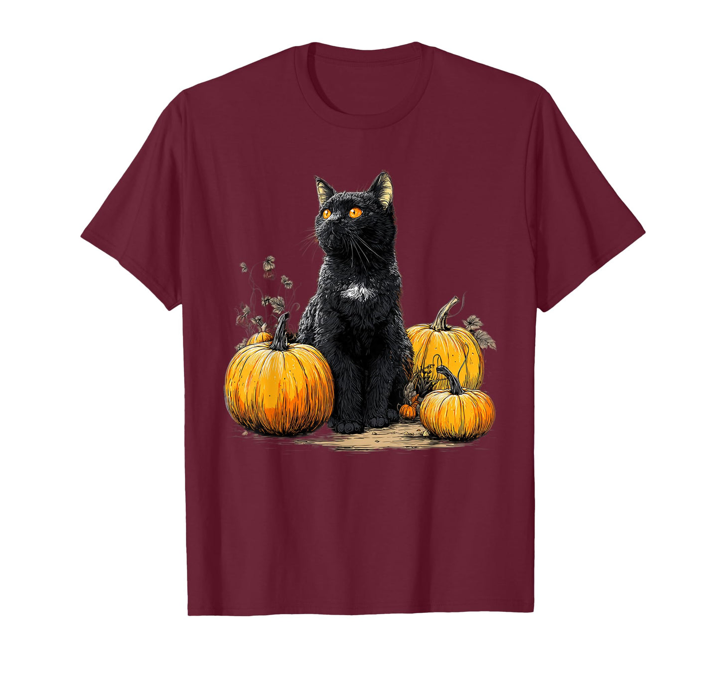 Black Cat Funny Halloween Pumpkin Cat Lover Cat Mom Dad T-Shirt