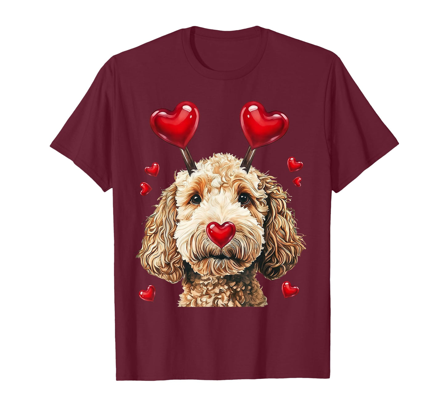 Golden Doodle Love Heart Cute Valentine Golden Doodle Dog T-Shirt