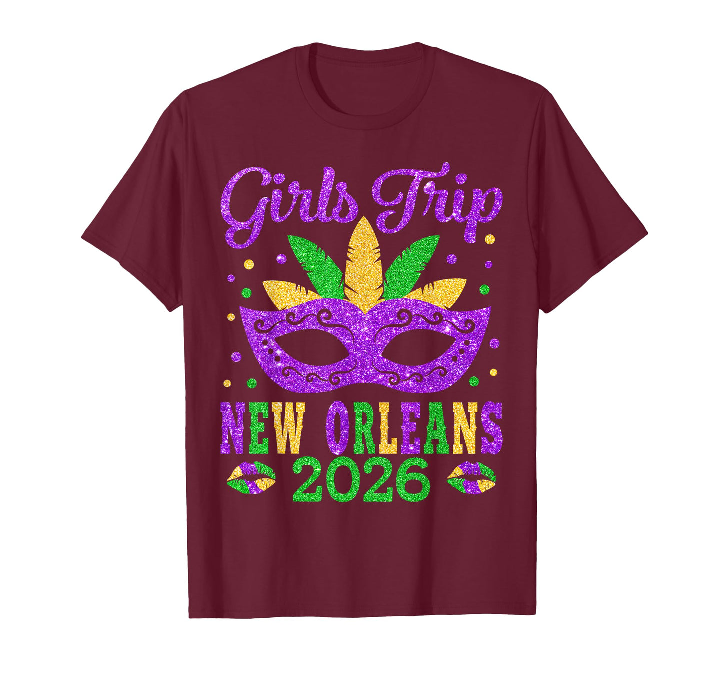 Retro Girls Trip New Orleans 2026 Mask Mardi Gras Festival T-Shirt