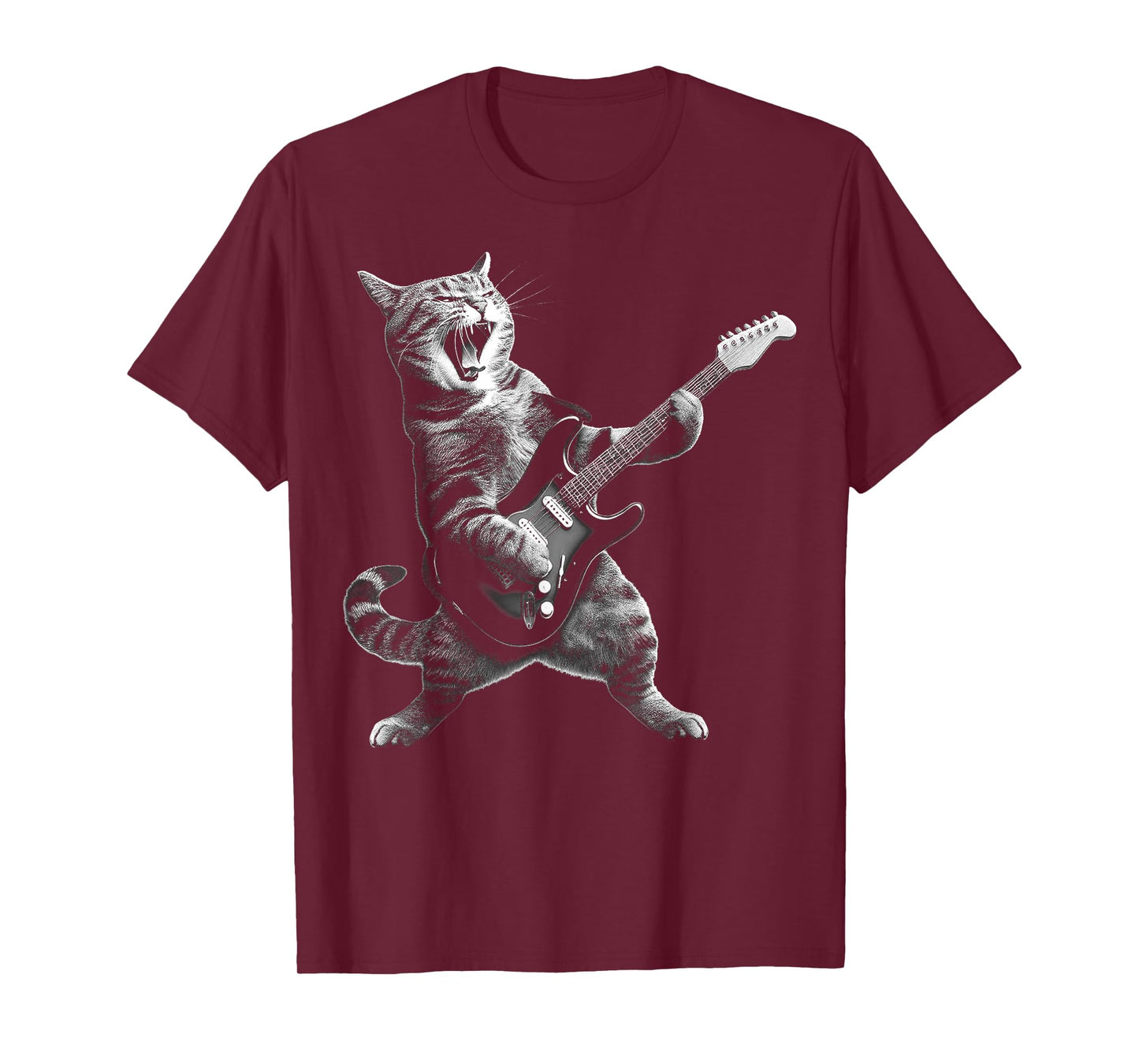 Cat Playing Guitar Rock and Roll Rock Star For Men Women Kid T-Shirt