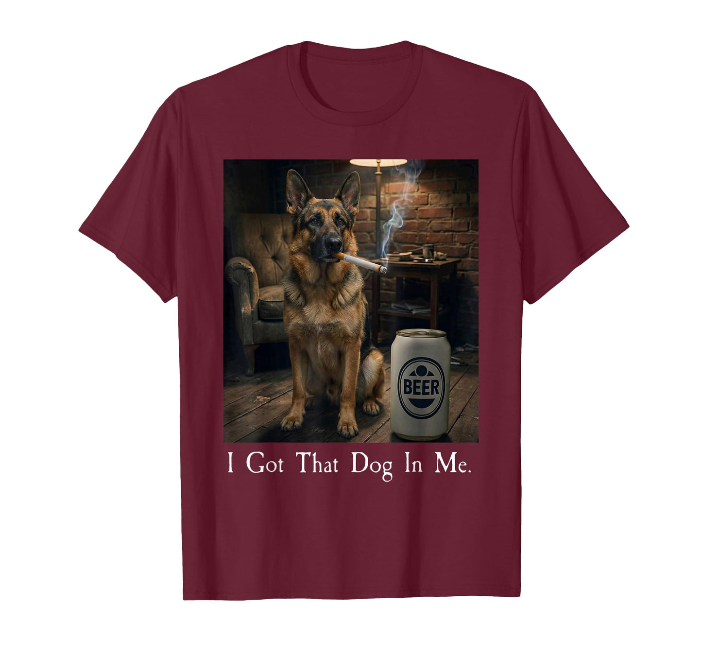 I Got That Dog in Me Funny German Shepherd Smoking Beer Meme T-Shirt
