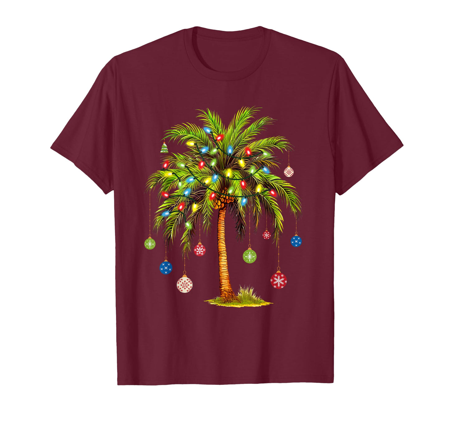 Christmas Palm Tree Light Hawaiian Tropical Xmas T-Shirt