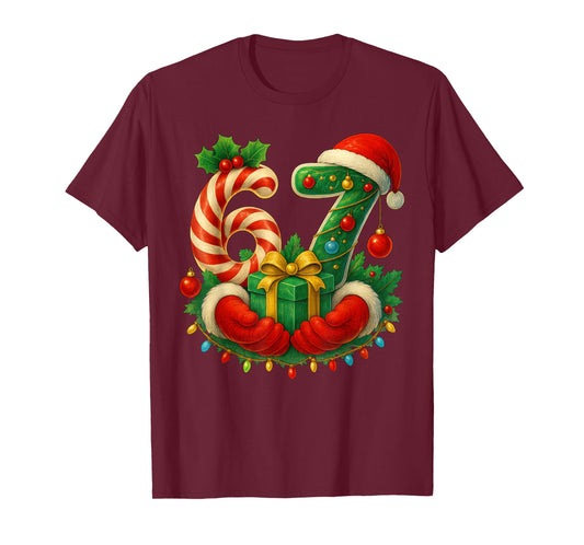 Funny 6 7 Meme 67 Gen Alpha 6 7 Hands Family Kids Christmas T-Shirt