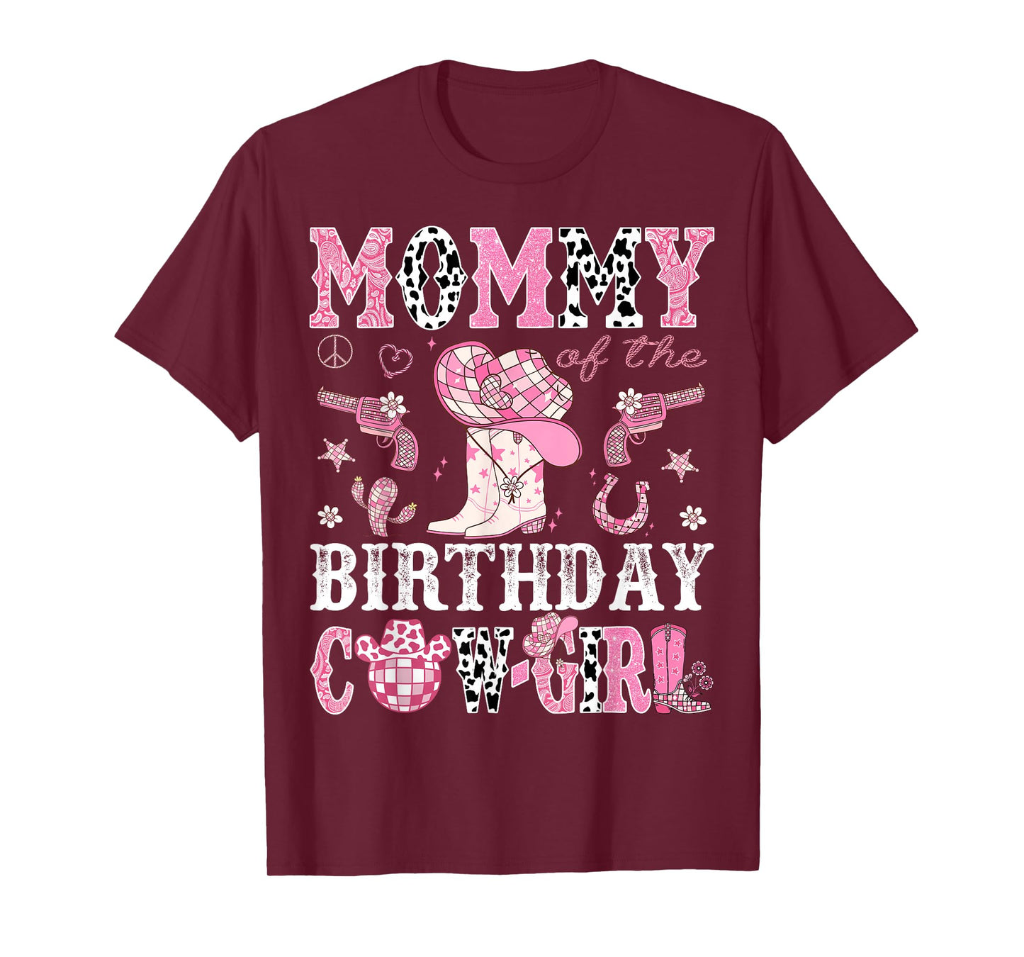 Mommy Of The Birthday Cow-Girl Pink Disco Rodeo Western T-Shirt