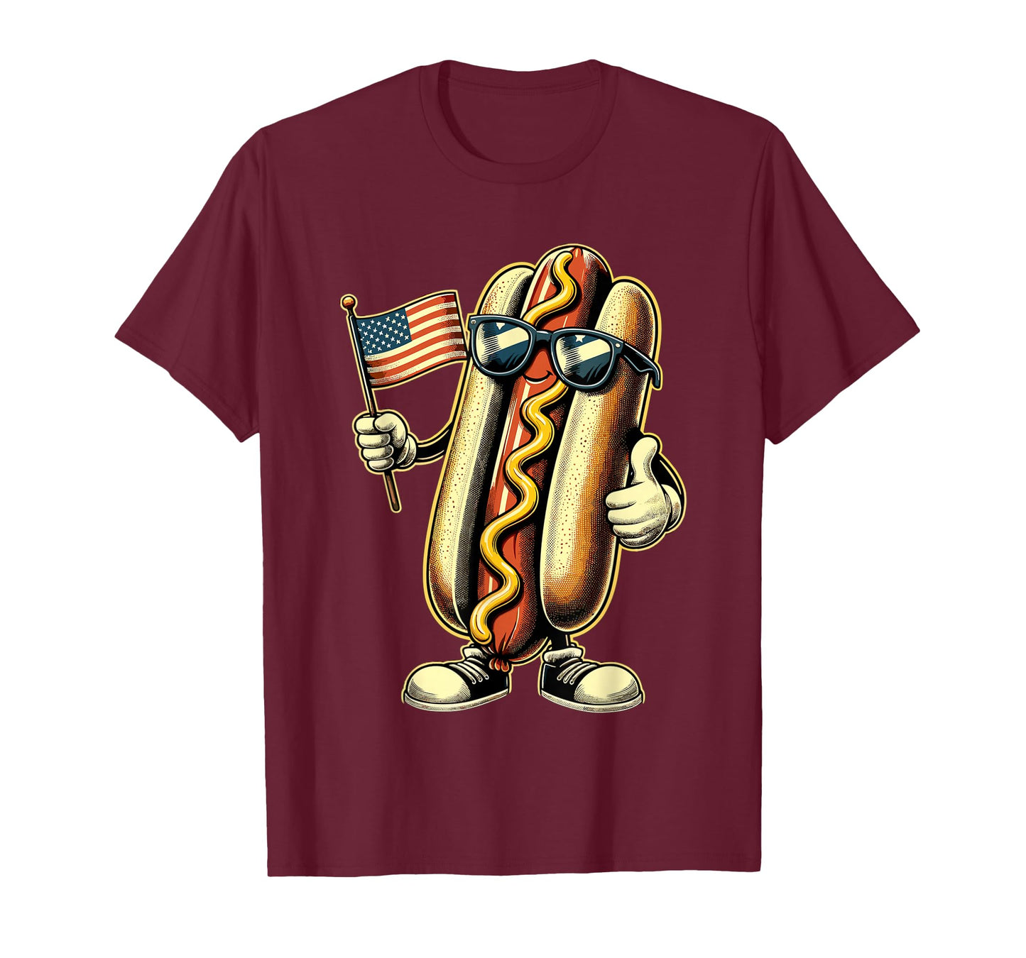 Hotdog Sunglasses American Flag USA Funny 4th of July T-Shirt