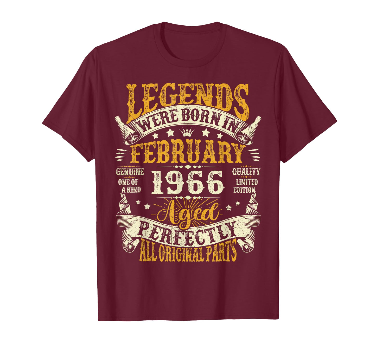 Legends were Born in February 1966 Vintage 60th Birthday Men T-Shirt