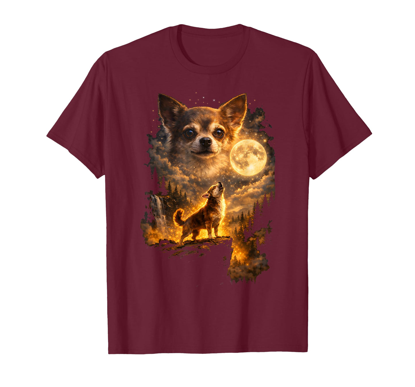 Chihuahua Howling to The Moon Funny Vintage Chihuahua Dog T-Shirt