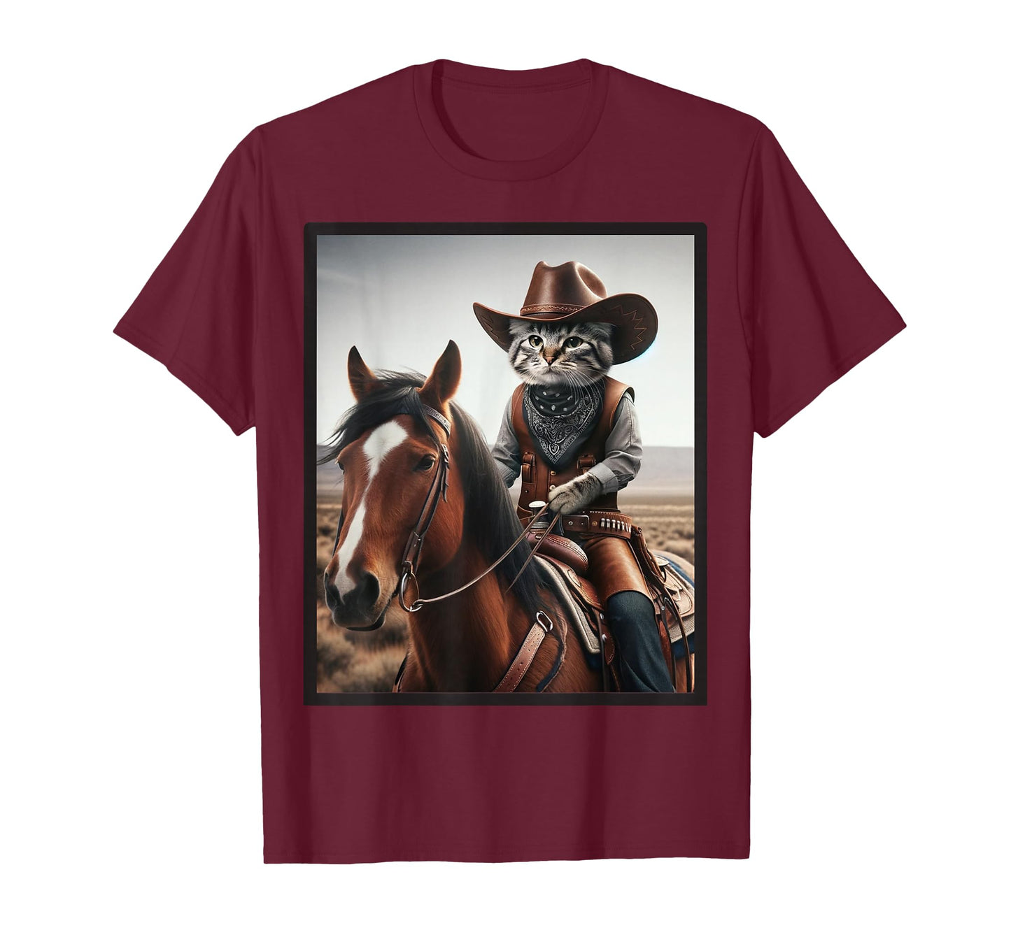 Cat Cowboy Funny Cats Kitten Riding Horse Cowboy Hat T-Shirt