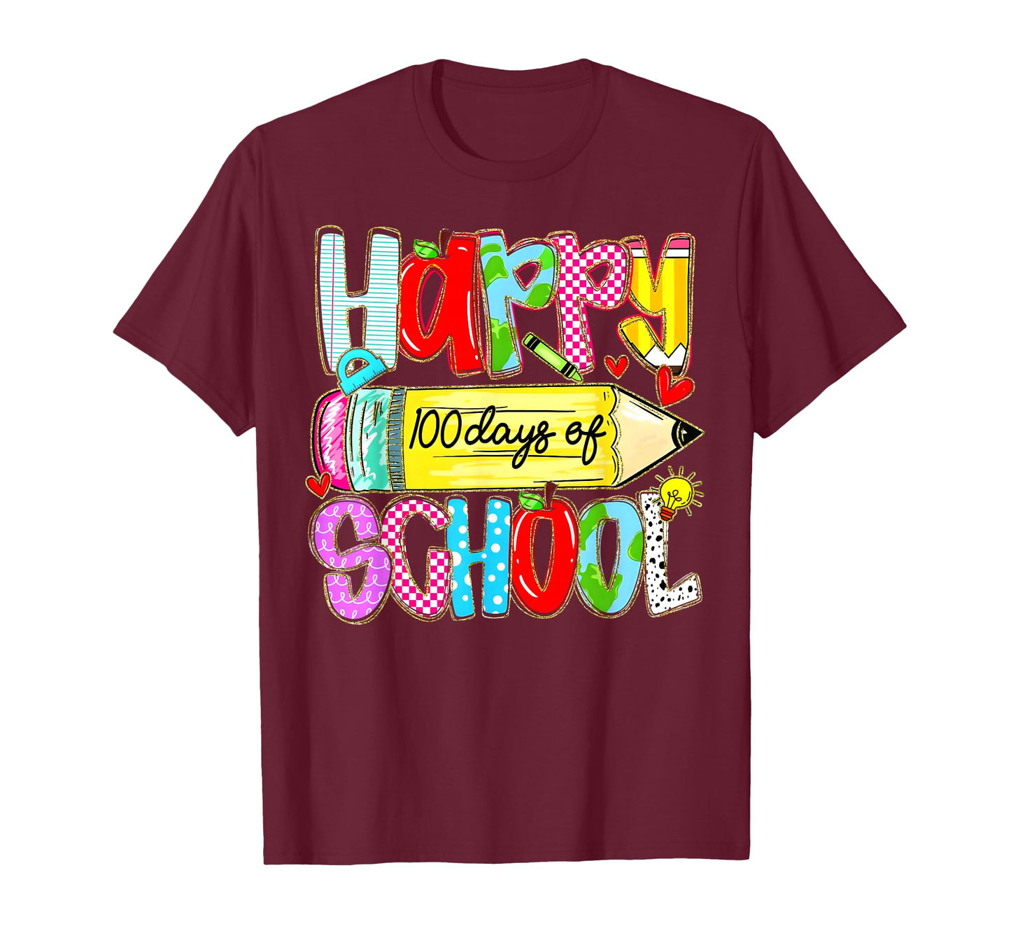 100th Day of School Pencil Teachers Kid Child Happy 100 Days T-Shirt