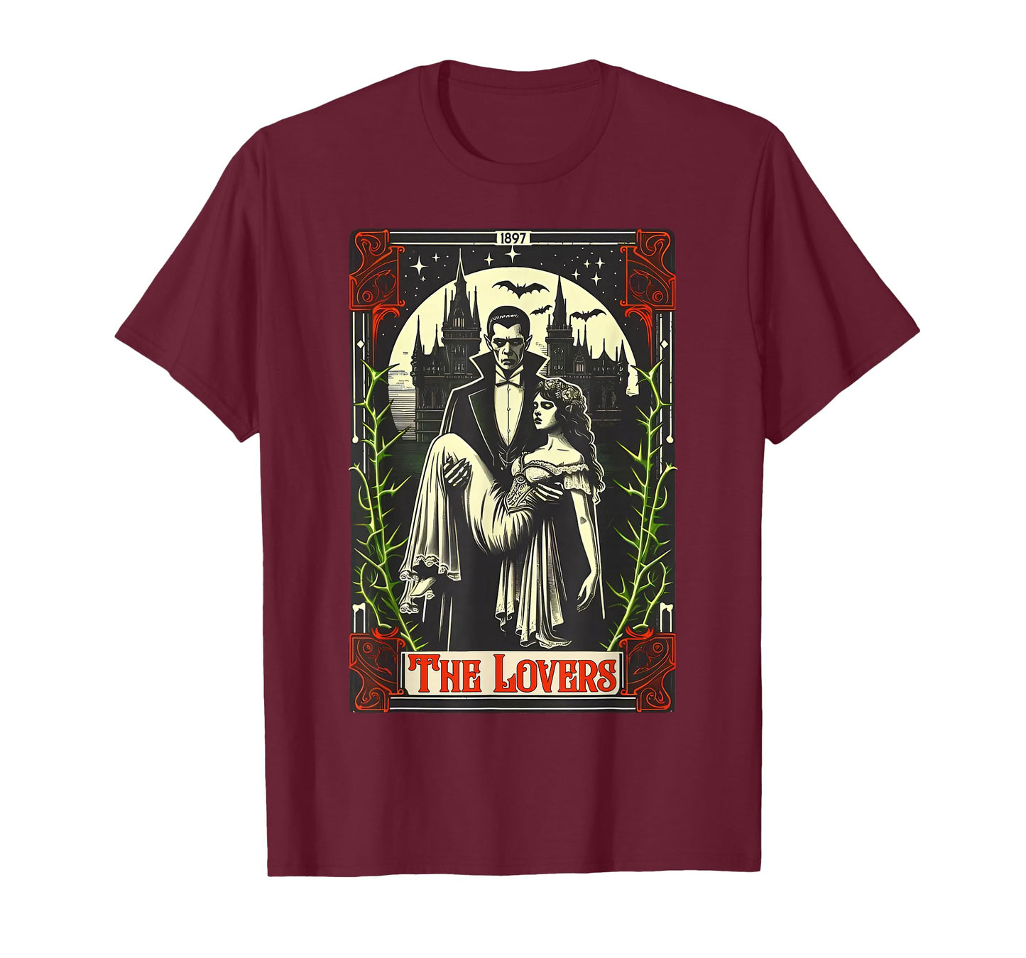 Vampire Monster Dracula and Bride The Lovers Tarot Card Tees T-Shirt