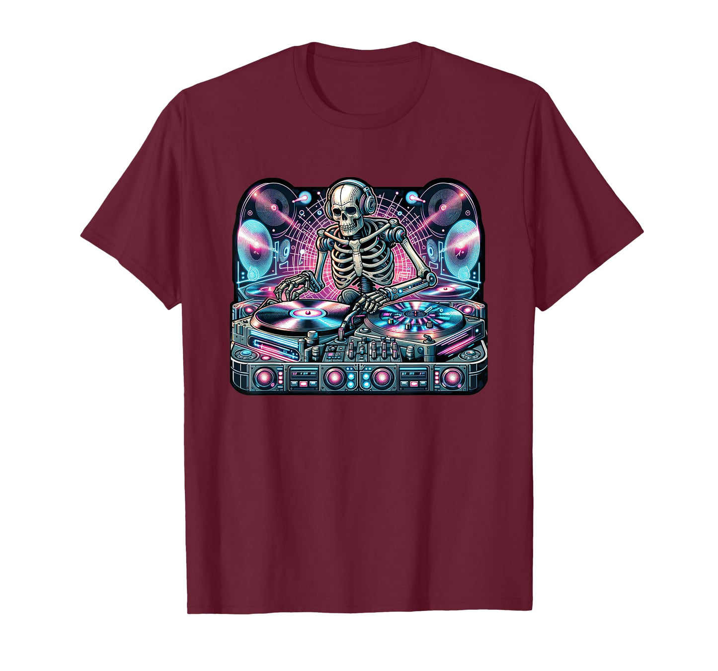Cyberpunk Music DJ Robotic Skeleton Streetwear Spin Master T-Shirt