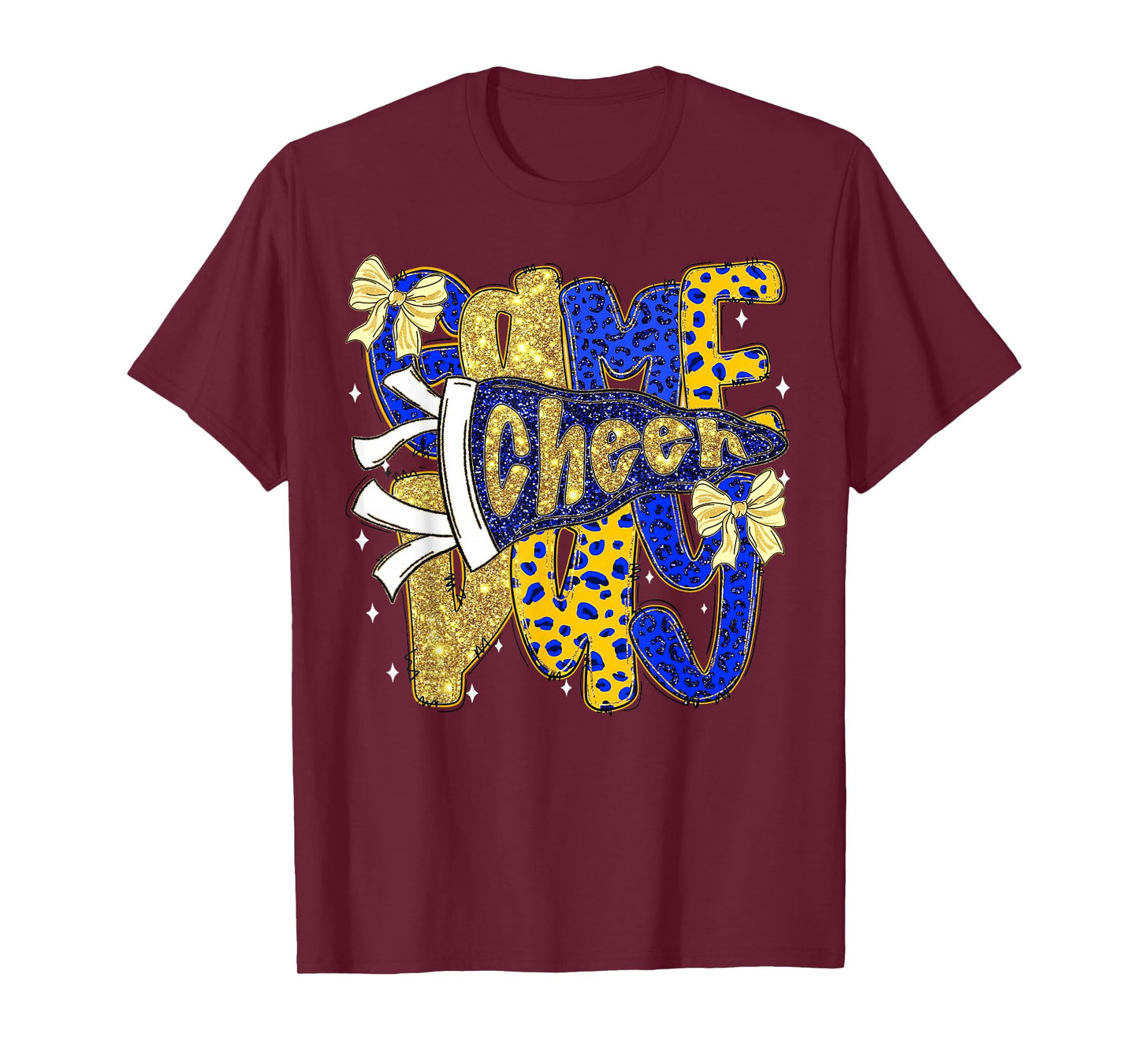 Preppy Game Day Football Mom Pennant Flag Cheer Blue & Gold T-Shirt