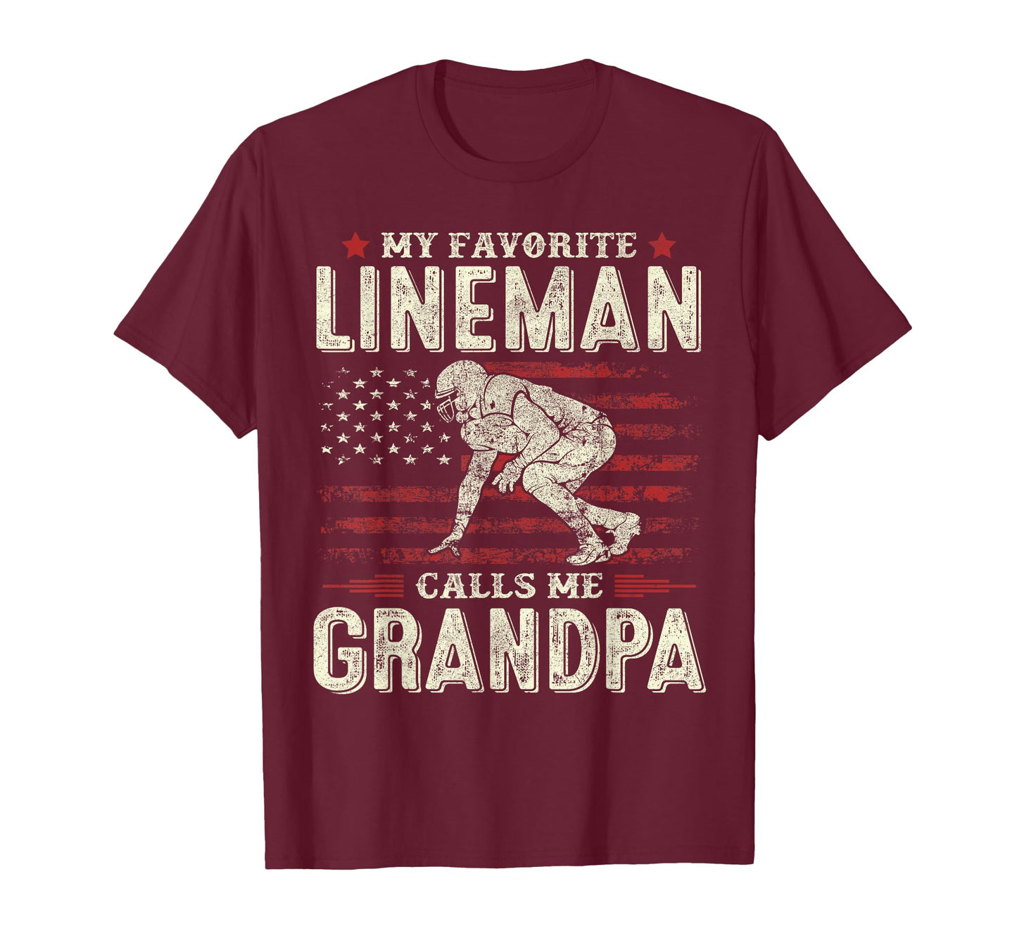 Father's Day Favorite Lineman Calls Me Grandpa Flag Football T-Shirt