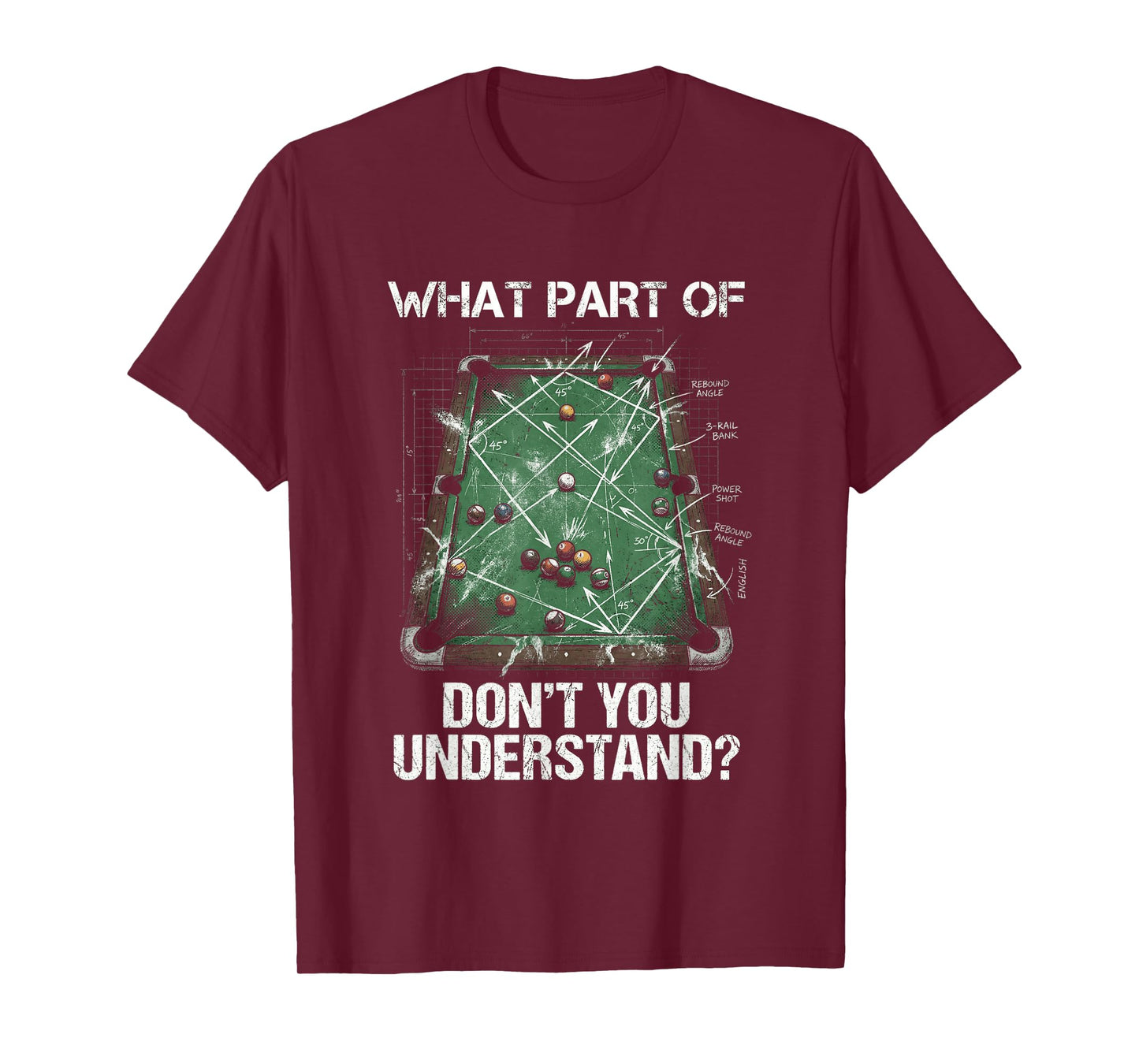 Pool Table Cue Sports Humor Funny Billiards Blueprint T-Shirt