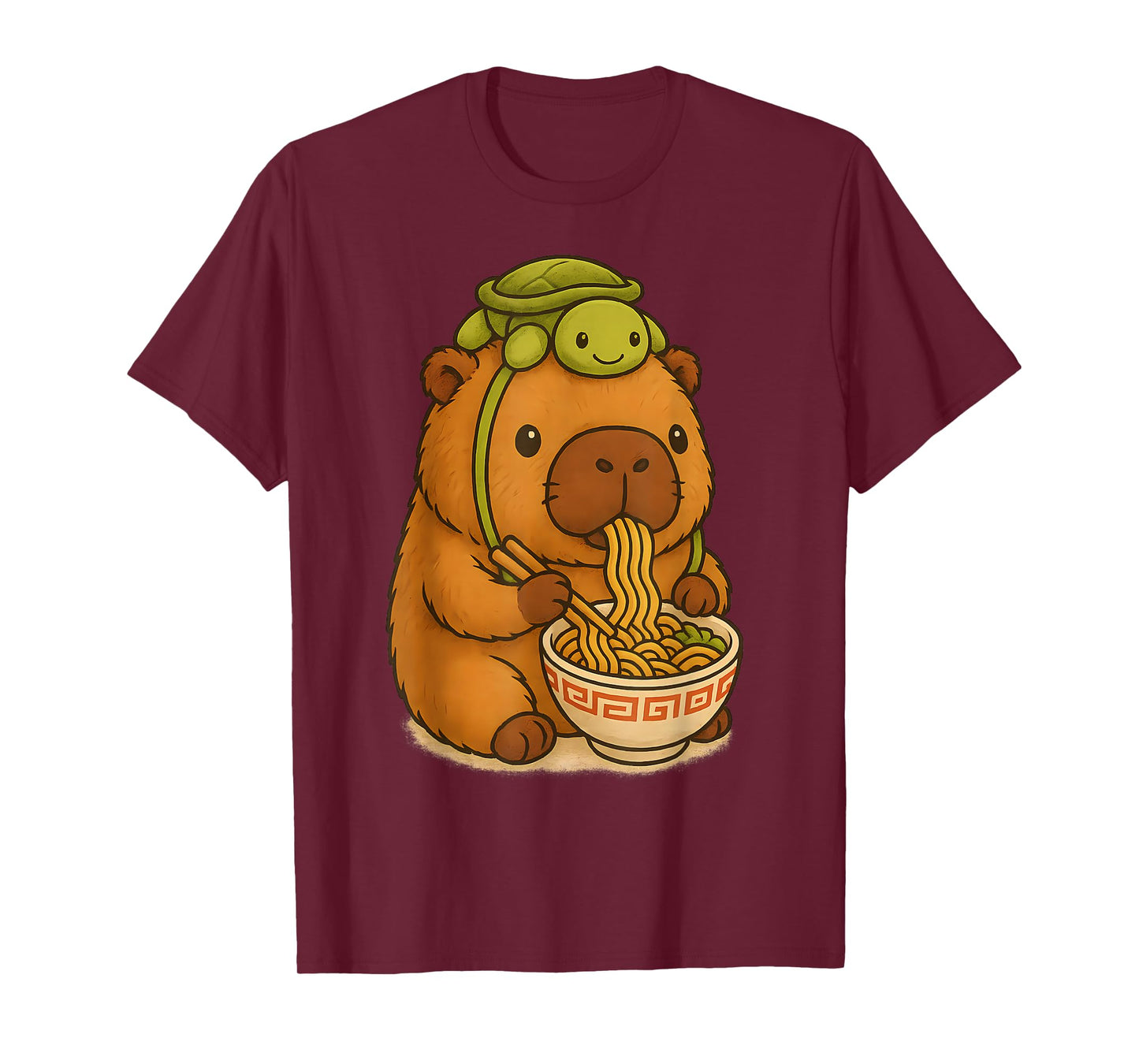 Capybara Anime Ramen Turtle Funny Graphic Kawaii Capibara T-Shirt