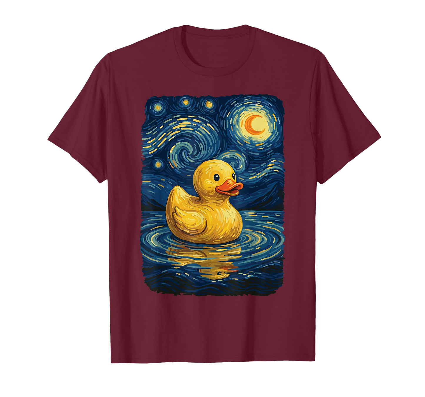 Starry Night Rubber Ducky Art Van Gogh Cute Duckling Lover T-Shirt