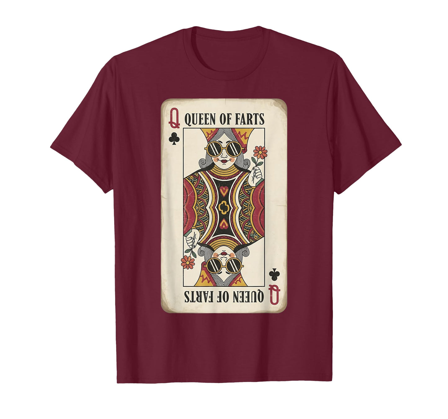 Queen of Farts Funny Playing Card Humor for Women Vintage T-Shirt