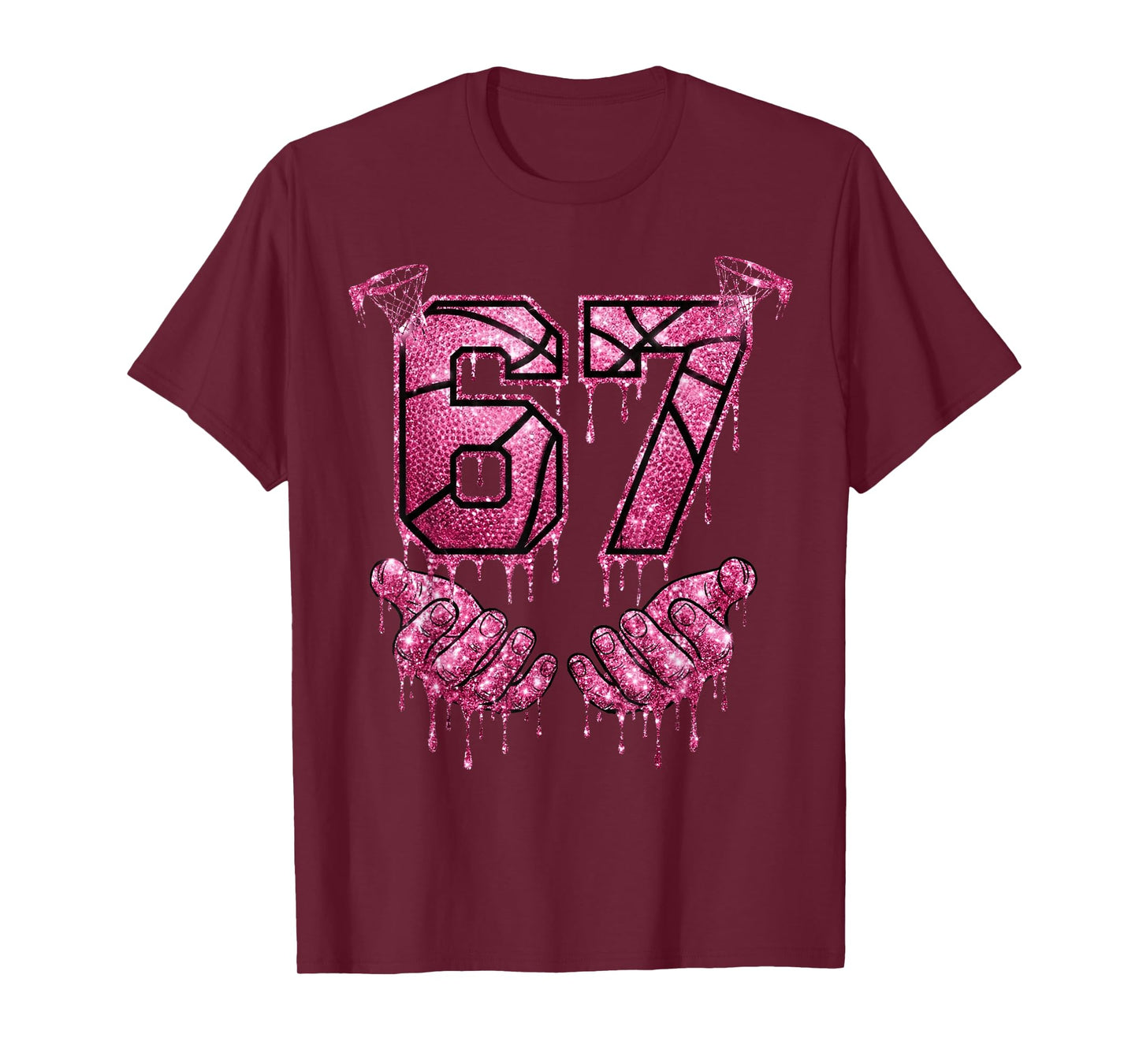 67 Basketball Dripping Six Seven Meme Pink Drip 6-7 T-Shirt