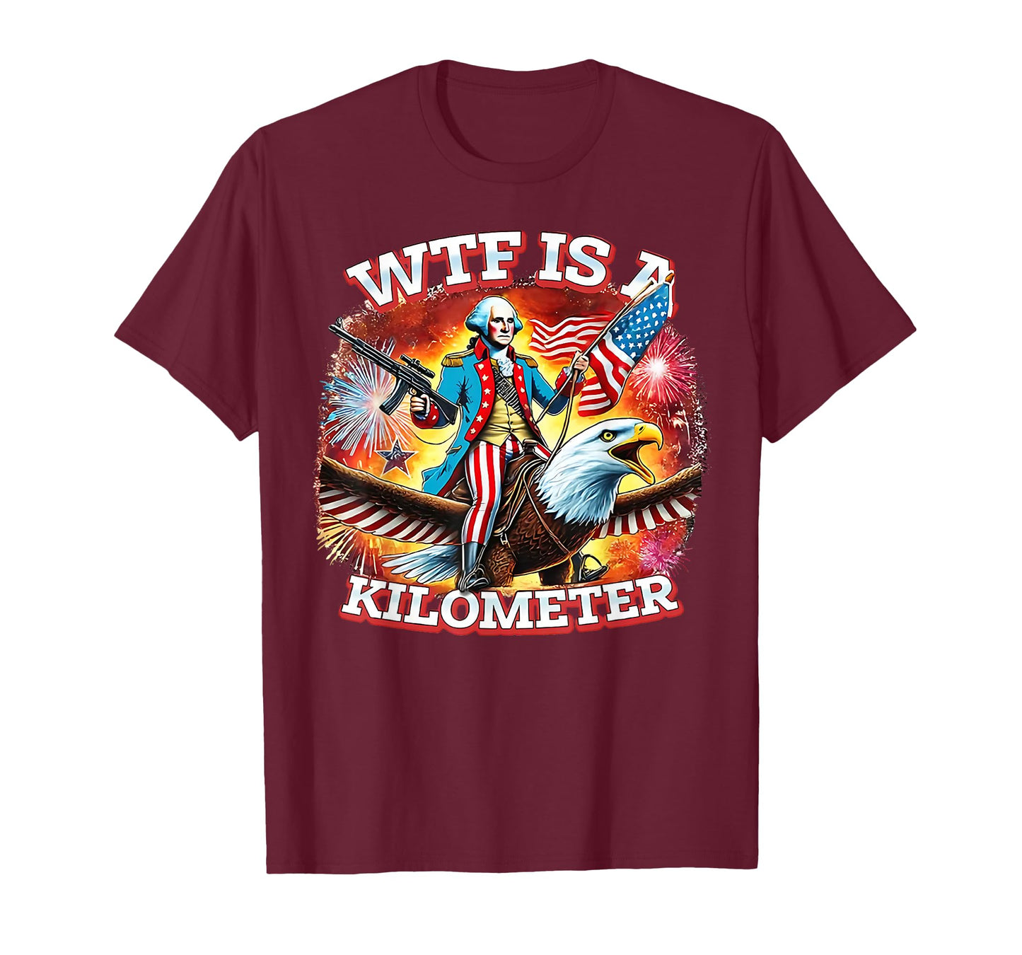 Retro WTF Is A Kilometer Funny Patriotic American Freedom T-Shirt