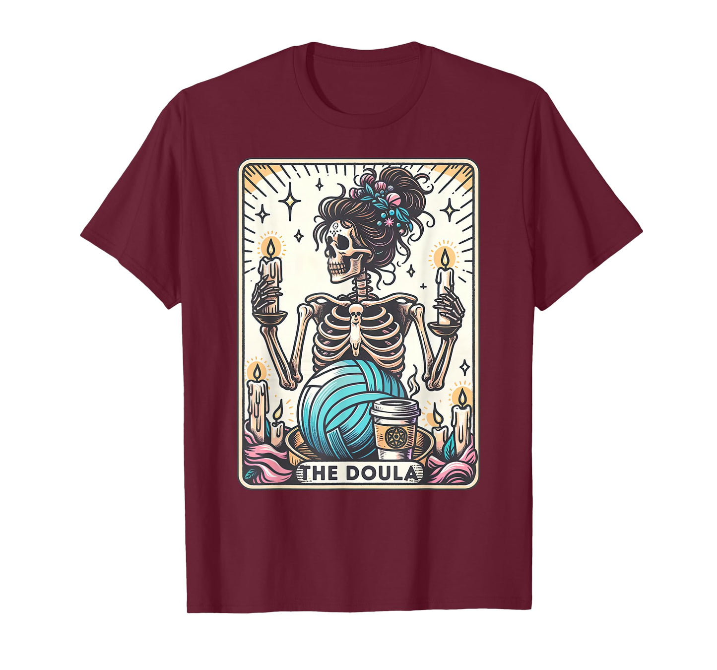 Doula Tarot Card Skeleton Midwife Birth Worker Postpartum T-Shirt
