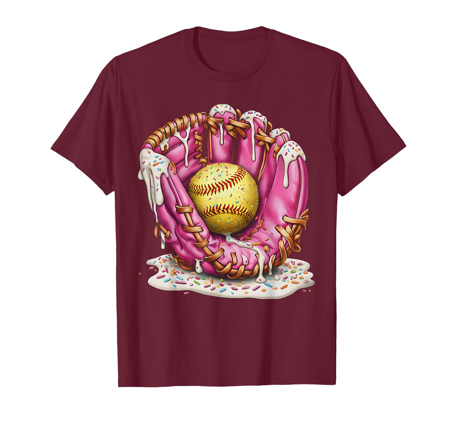 Softball Drip Ice Cream Sprinkles Softball Glove Game Day T-Shirt