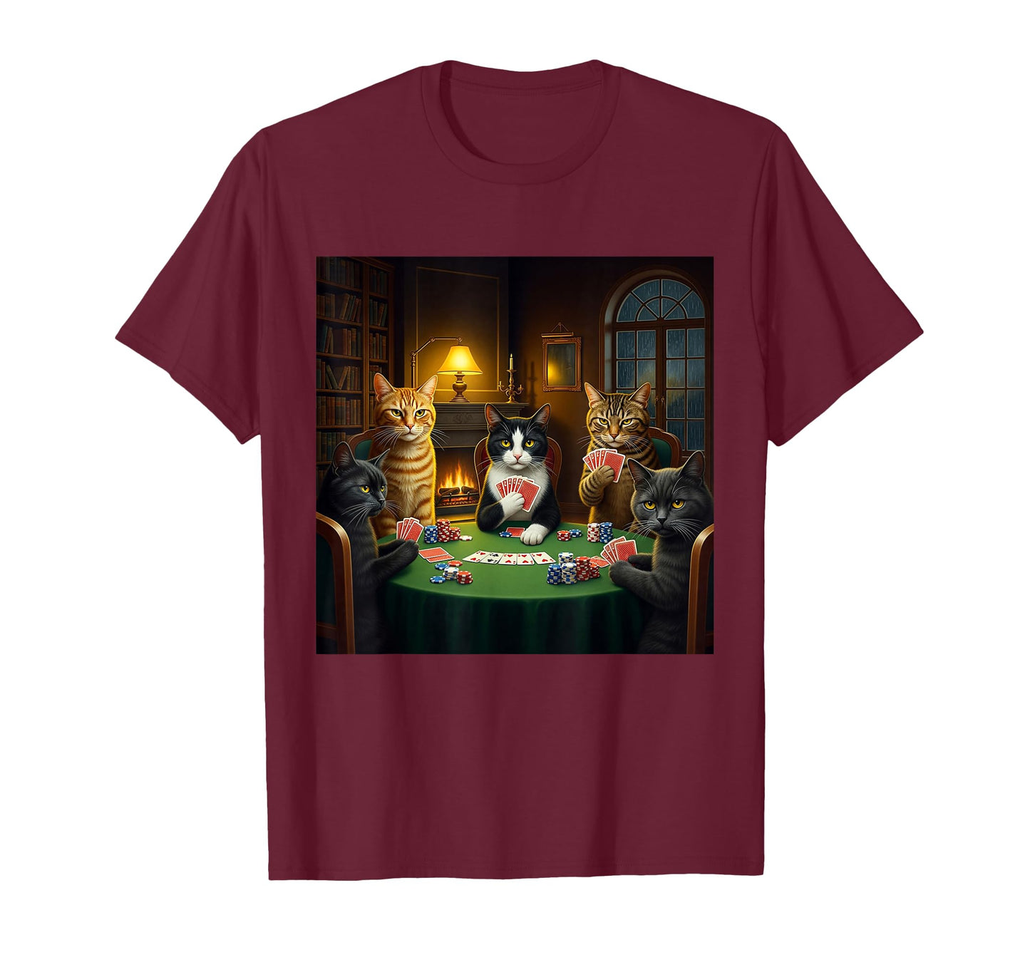 Vintage Cats Playing Poker Funny Cats Meme Graphic T-Shirt
