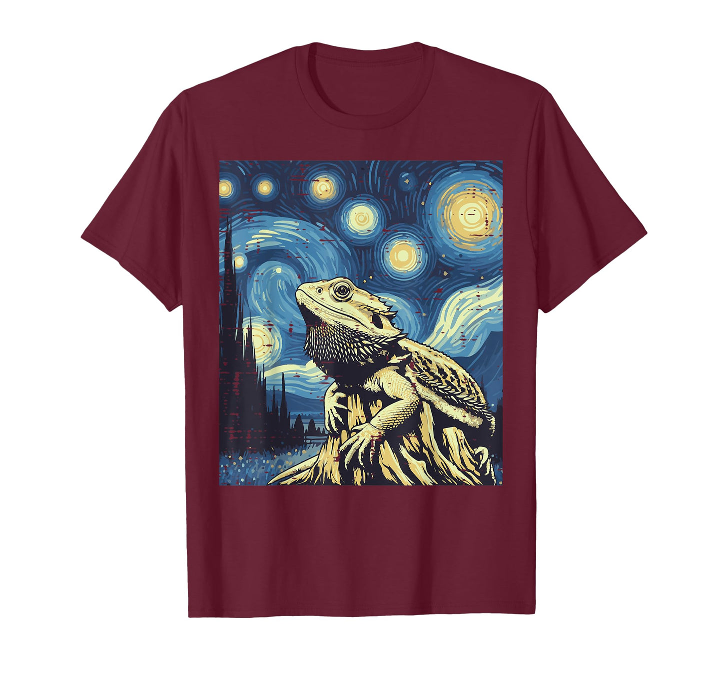 Bearded Dragon Starry Night Funny Beardie Art Men Women Kids T-Shirt