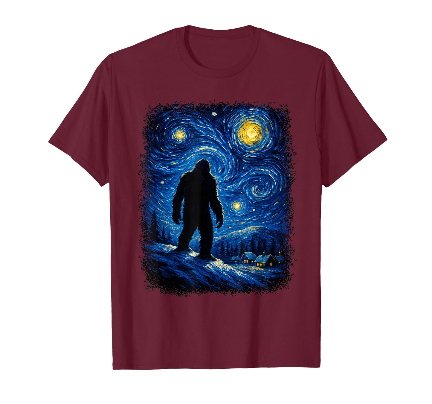 Vincent Van Gogh Starry Night Yeti Inspired Artwork T-Shirt
