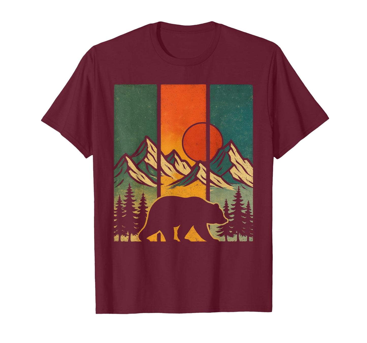 Retro Bear Graphic Tee Mountains Nature Outdoor Vintage T-Shirt