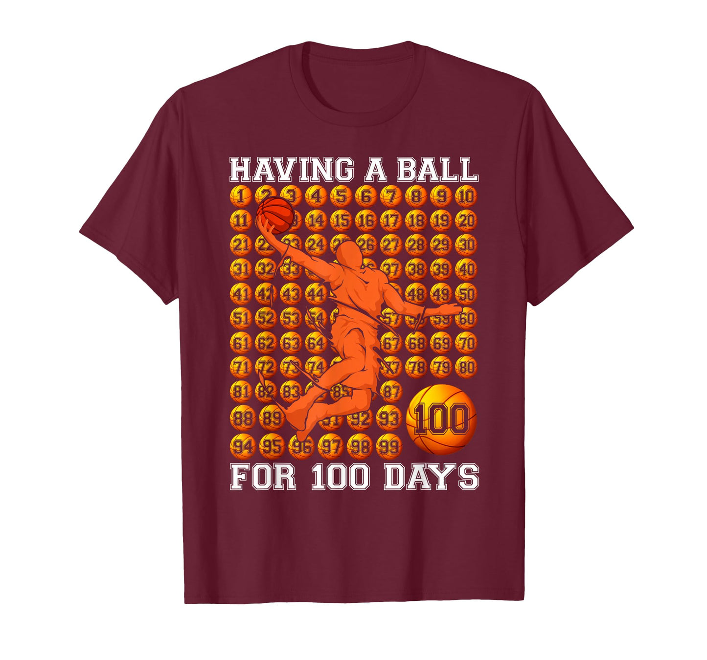 100 Days of School Having A Ball for 100th Basketball T-Shirt