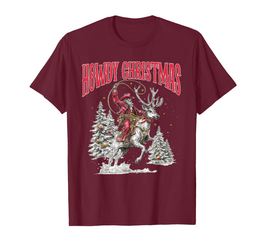 Howdy Christmas Retro Cowboy Santa Claus for Men Women T-Shirt