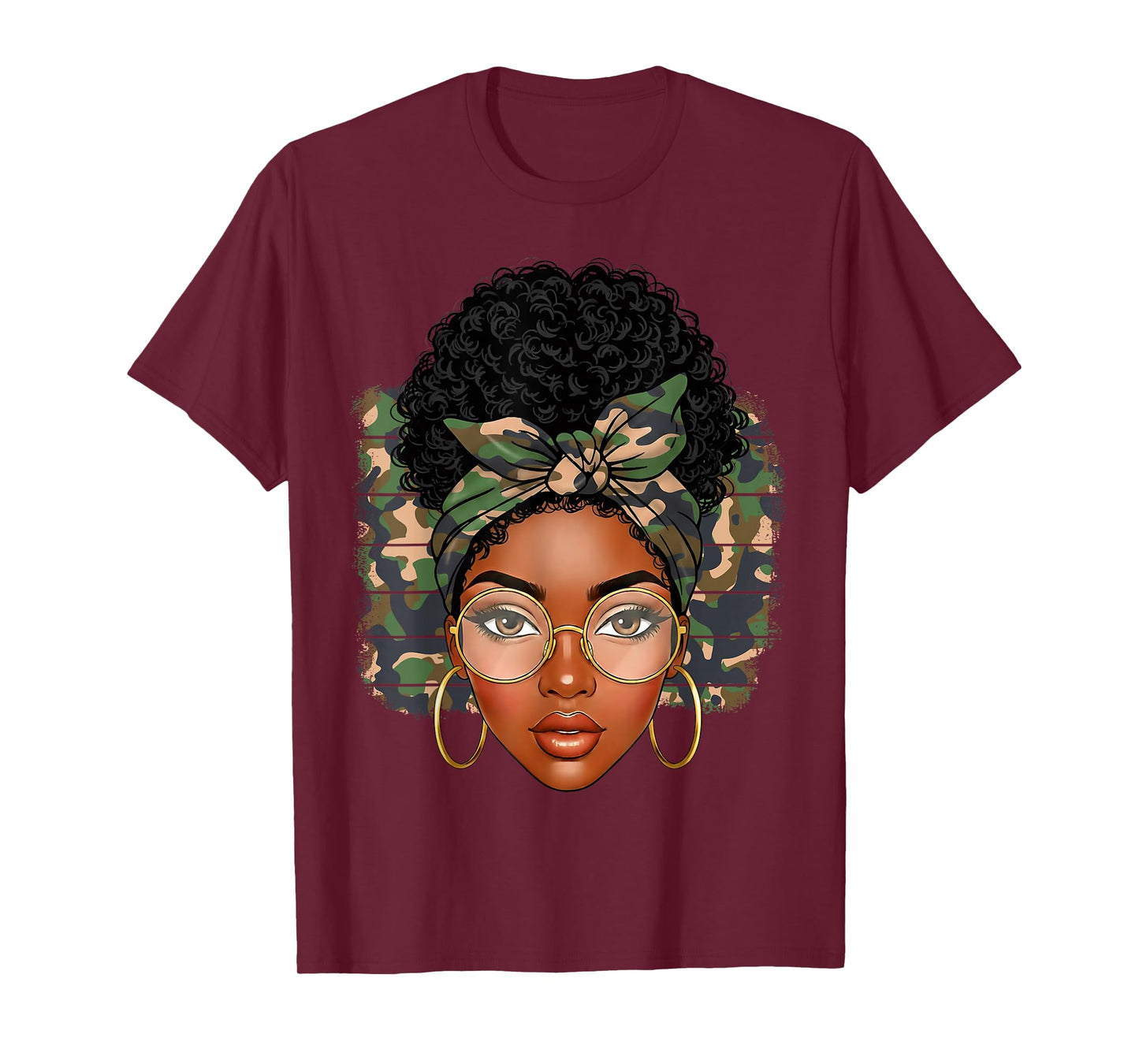 Black History Afro American Melanin Woman Camo Girl Women T-Shirt
