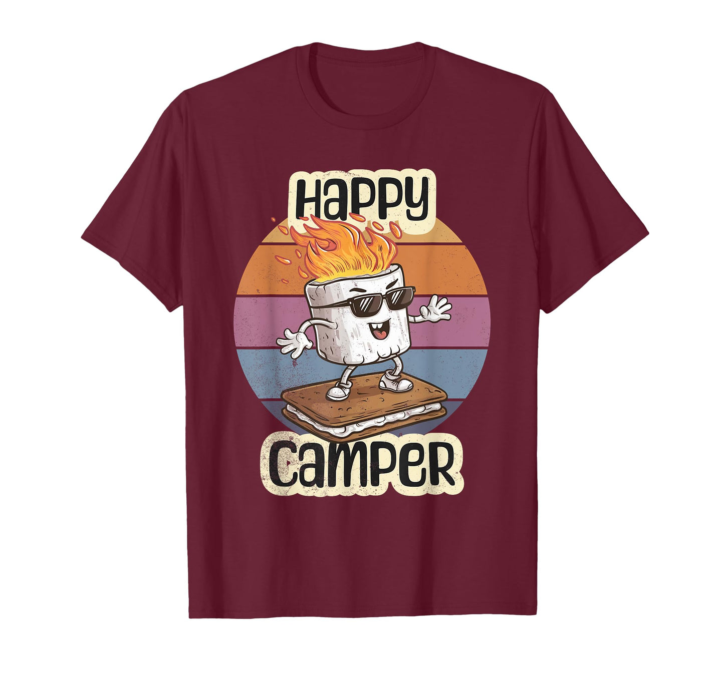 Happy Marshmallow Camper Cute Girls Kids Camp Camping Smores T-Shirt