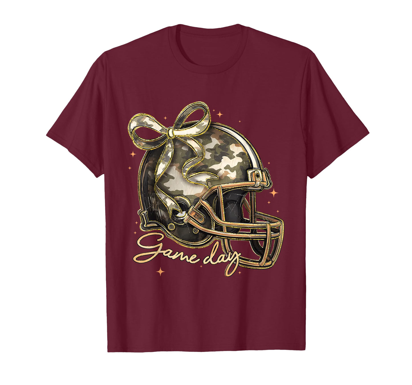 Touchdown Football Game Day Thanksgiving Camo Coquette Bow T-Shirt