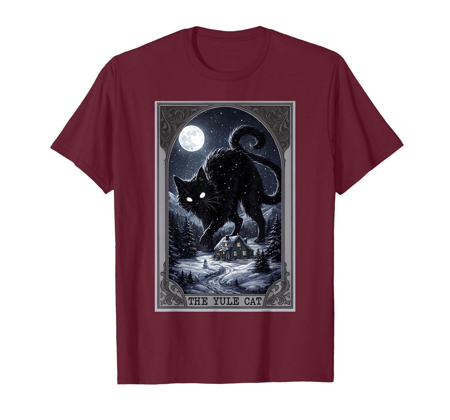 Creepmas Vintage The Yule Cat Tarot Card Dark Christmas T-Shirt