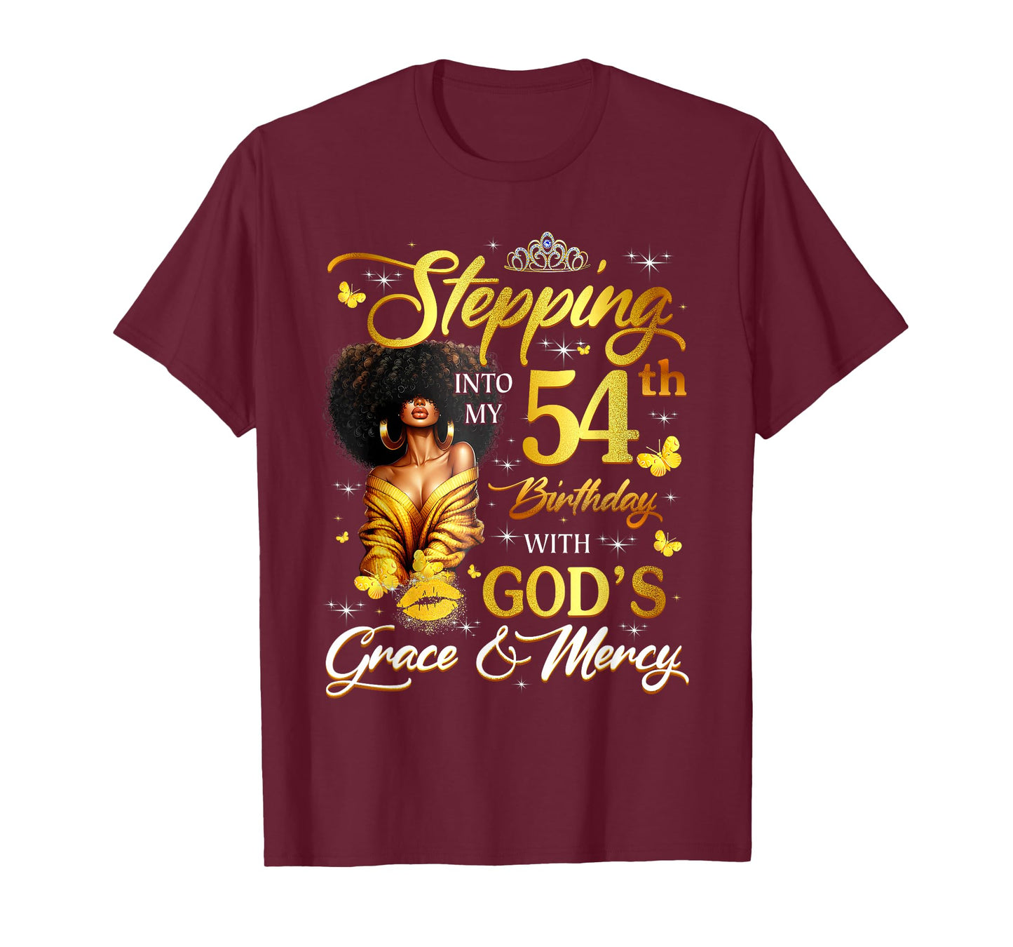 Stepping Into My 54th Birthday Black Queen Bday T-Shirt