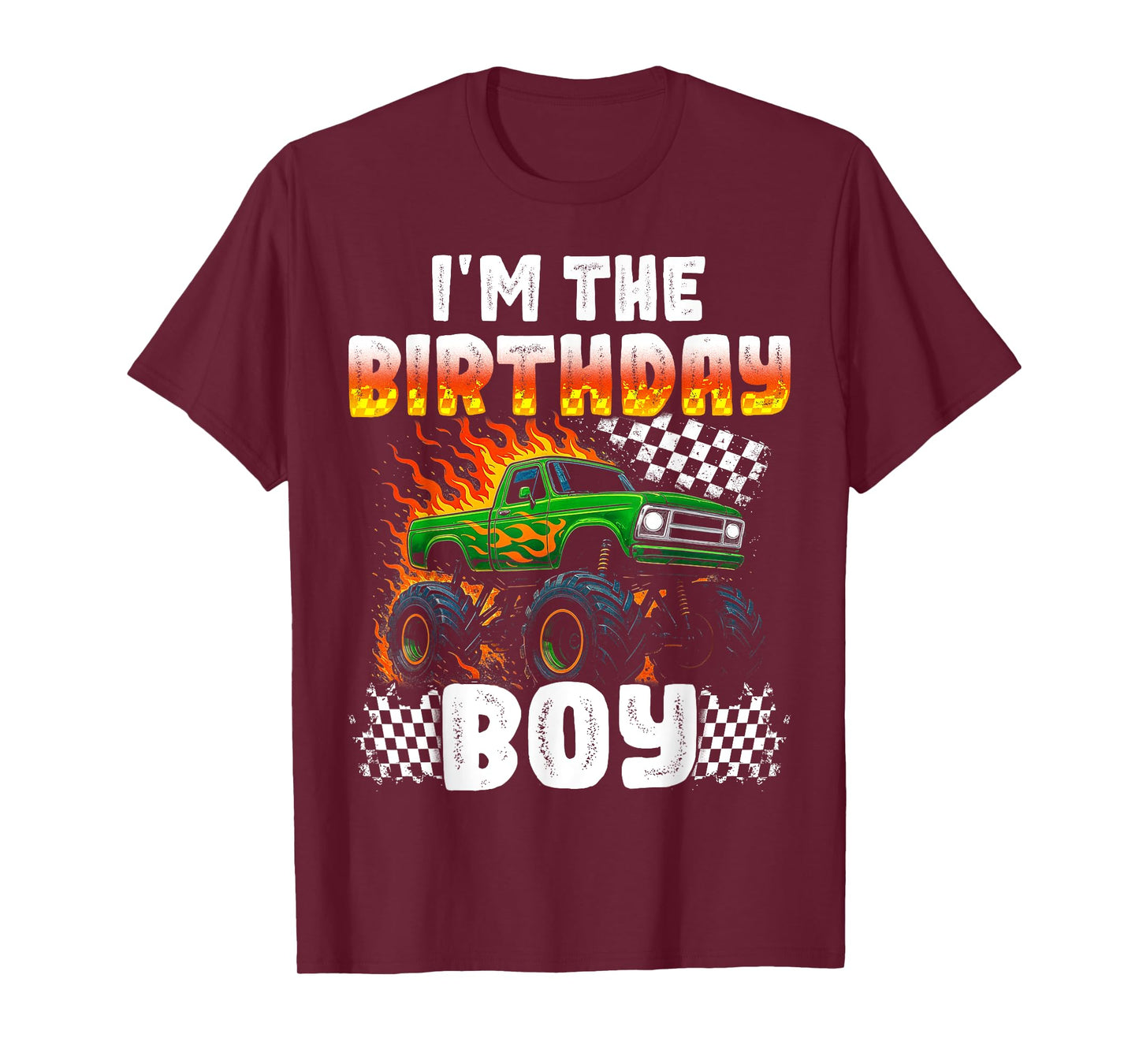 Funny I'm the Birthday Boy Monster Truck Birthday Men Kids T-Shirt