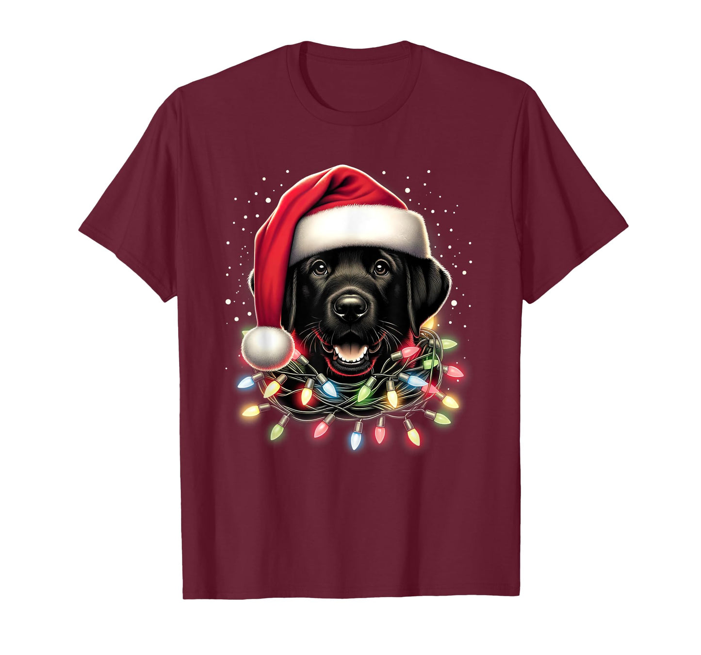 Black Lab Labrador Christmas Tree Light Pajama Dog Xmas T-Shirt for Men Women Kids