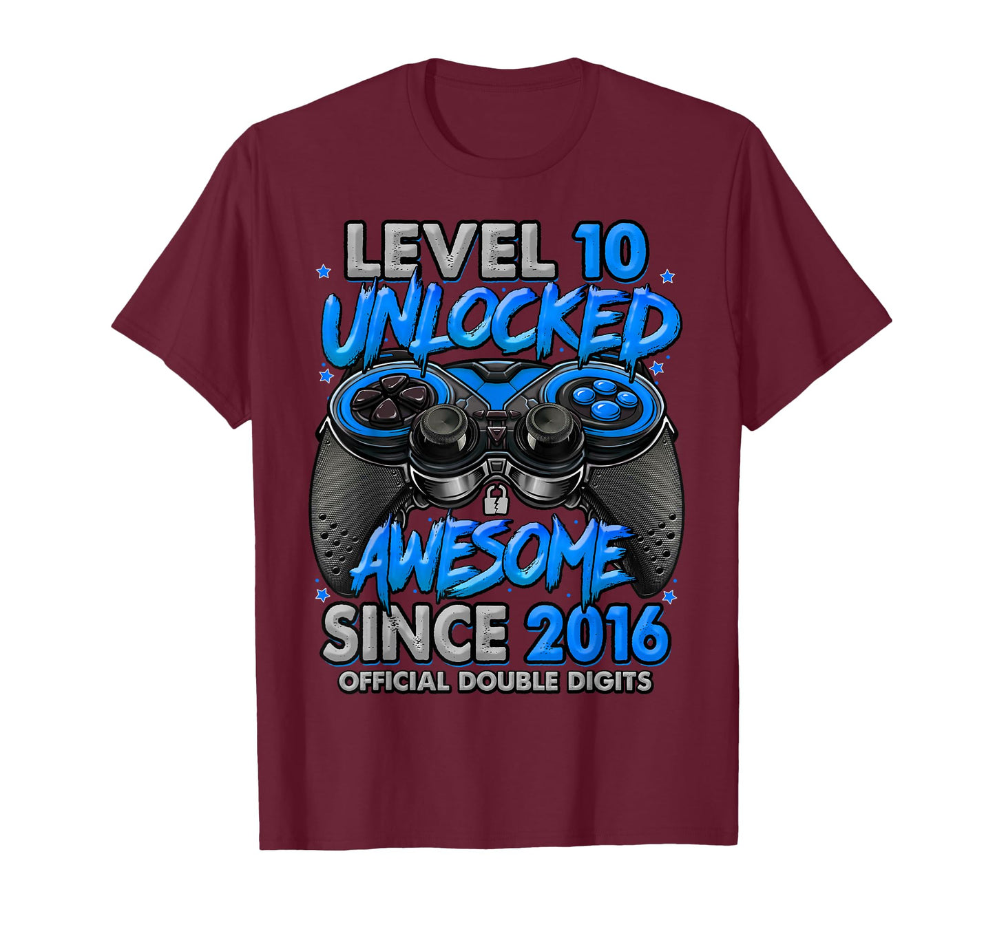 Level 10 Unlocked Awesome Since 2016 10th Birthday Gaming T-Shirt
